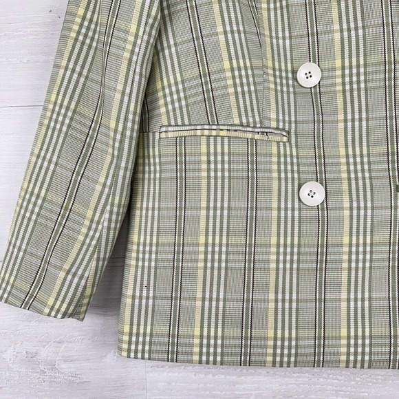 Urban Outfitters Womens Oversized Double Breasted Blazer Size Medium Plaid Green - Picture 3 of 14